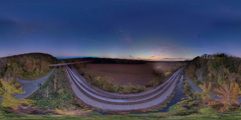 Autumn Sunset Railroad Panorama